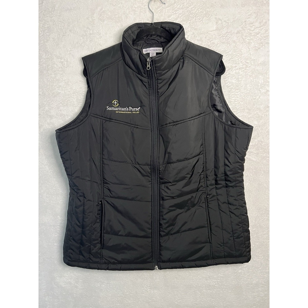 Port Authority Women's Black Puffer Vest Samaritan's Purse Logo Large